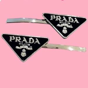 Prada Silver and Black Hair Clips NEW